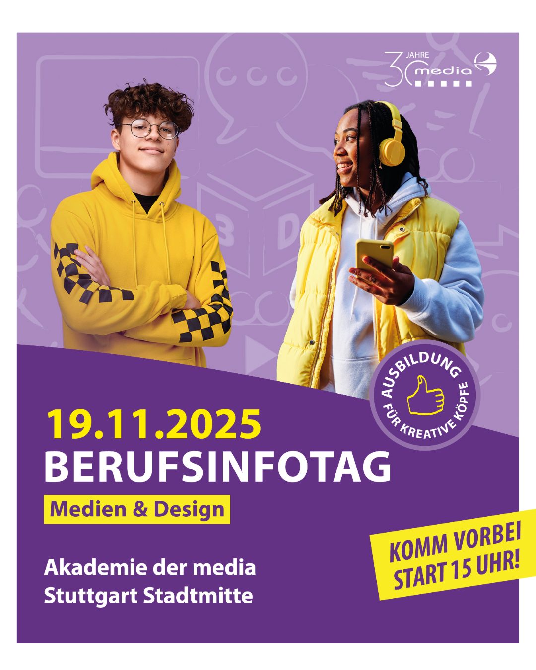 Button Berufsinfotag am 19.11.2025. Klicken, um weitere Informationen zu erhalten.